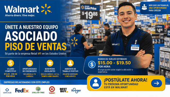 Asociado Piso de Ventas en Walmart